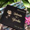 Flower Engraved Anniversary Wedding Guest Book Be Our Guest Personalize Vintage Alternative Wooden Bridal Photo Album (11"x8.5") view 4