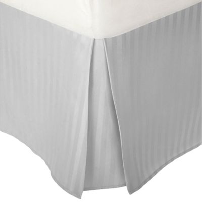 Unique Beddings Egyptian Cotton Bed-Skirt (Queen, Silver Grey) with 12" Inch Drop Length - 100% Long Staple Cotton - Pleated Split Cornor Bed Skirt (Style : Stripe)