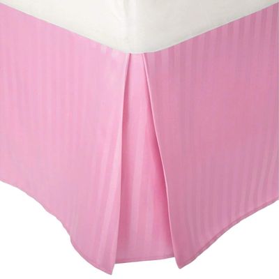 Unique Beddings Egyptian Cotton Bed-Skirt (Queen, Light Pink) with 10" Inch Drop Length - 100% Long Staple Cotton - Pleated Split Cornor Bed Skirt (Style : Stripe)