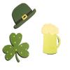 13826G St. Patty's Day Green Beer Leprechaun Hat and Shamrock Set of 3 magnetsF view 1