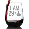 29 + 1 Middle Finger - 30th Birthday Stemless Wine Glass for Women & Men - Cute Funny Wine Gift Idea - Unique Personalized Bday Glasses for Best Friend Turning 30 - Drinking Party Decoration view 1
