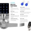 Electronic Keyless Door Lock, Keyless Entry with Touchscreen, Key Fobs, Remote Control, Keys for Home, Office or Commercial, Silver NDL319 view 3