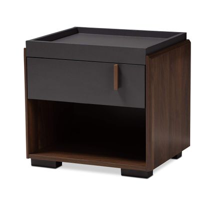 Baxton Studio Nightstands, One Size, Gray/Walnut,152-9147-AMZ