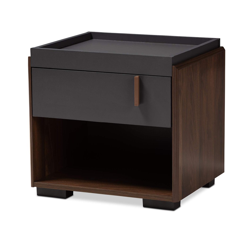 Baxton Studio Nightstands, One Size, Gray/Walnut,152-9147-AMZ