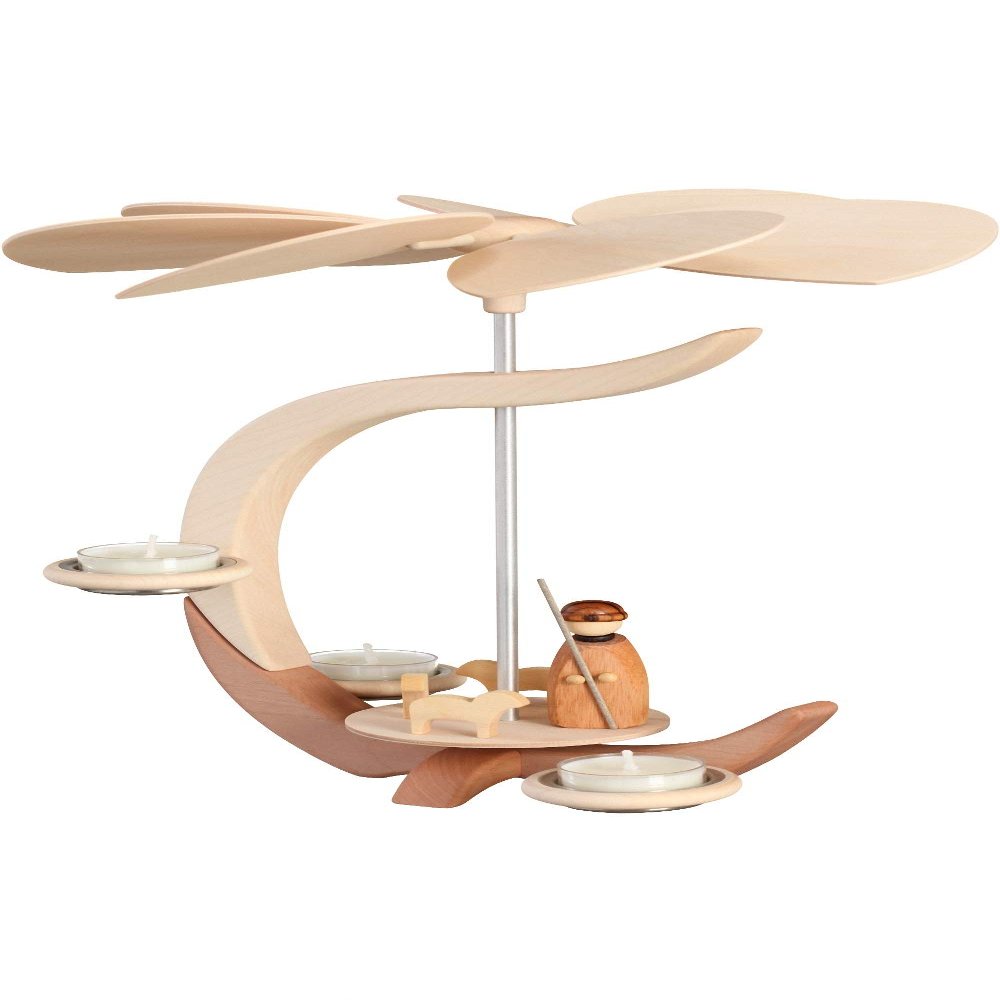 Seiffener Volkskunst 1-Tier Pyramid C-Shape Shepherd - 30 cm / 11.8 inch