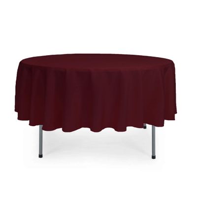 YOUR CHAIR COVERS - 90 Round Polyester Tablecloths for Restaurant, Banquet, Wedding - Linen Table Cloth for Standard Round Tables - Burgundy