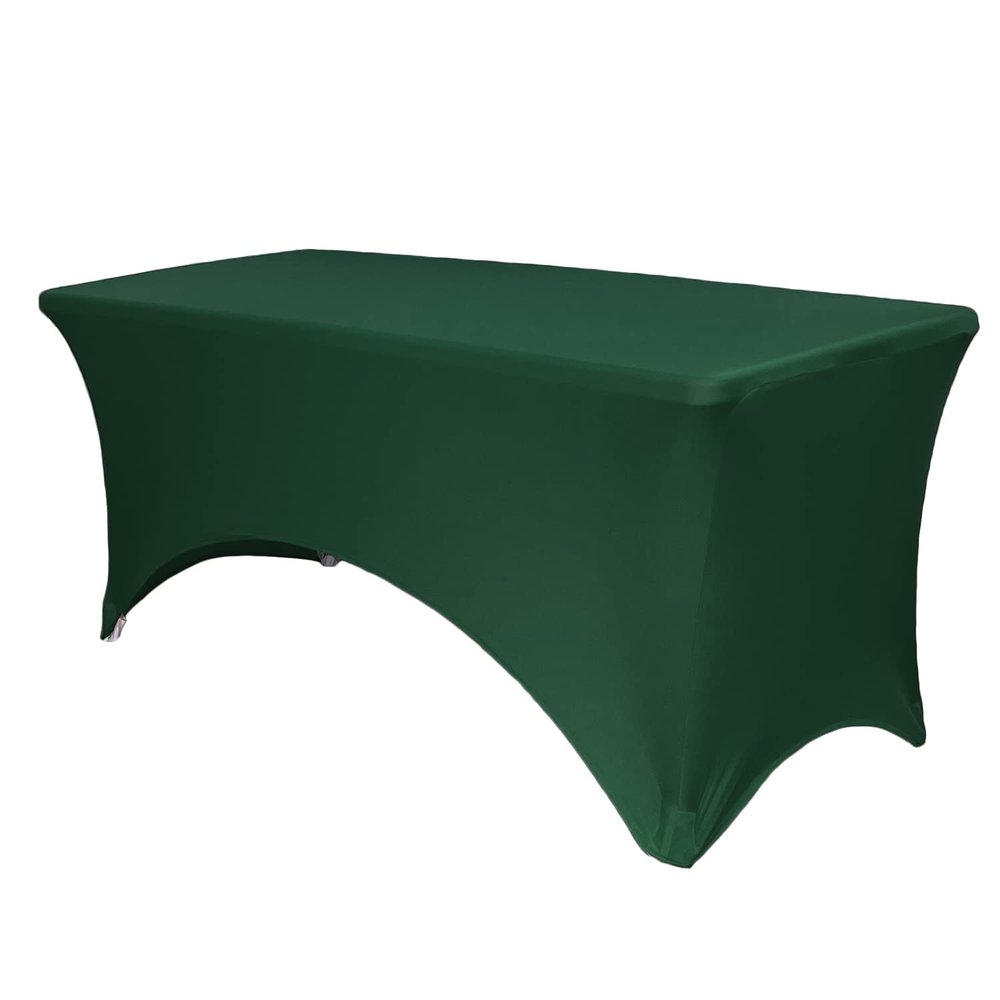 YOUR CHAIR COVERS Rectangular Spandex Table Covers 8ft Fitted Tablecloth Wedding Event Patio Decorations Elastic Fabric Stretch Tables Cover for 8 ft Folding Table (Hunter Green)