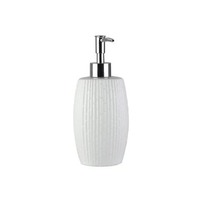 Elle Collection Embossed White Ceramic Lotion/Soap Dispenser