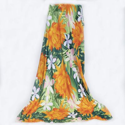 Fabric Textile Products Tropical Orange Plumera Flowers Mircofleece Throw Blanket 50"x60"