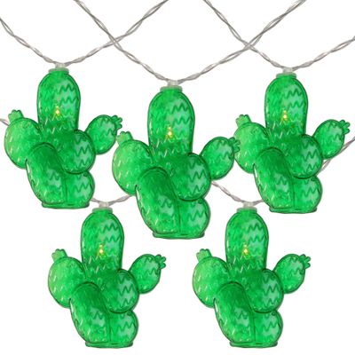Northlight LED Prickly Pear Cactus Indoor Outdoor Patio String Light Set - 4.5' Clear Wire - 10ct