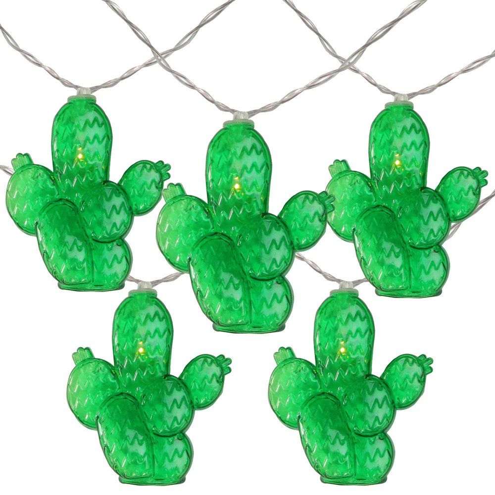 Northlight LED Prickly Pear Cactus Indoor Outdoor Patio String Light Set - 4.5' Clear Wire - 10ct