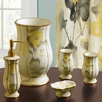 5-Piece Decorative Bathroom Accessory Set Made of Ceramic (Judy Gold)