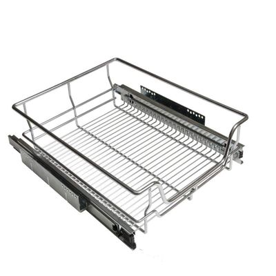 Thaisan7, Chrome Wire Pull-Out Basket Heavy Duty Soft Close Slide Organizer Cabinet Pantry-31-1/2" Wide,home decore ("Model: 36 31-1/2"" Wide Basket", Number of Baskets: 3)