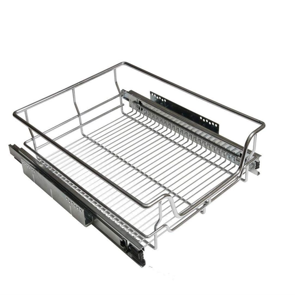 Thaisan7, Chrome Wire Pull-Out Basket Heavy Duty Soft Close Slide Organizer Cabinet Pantry-31-1/2" Wide,home decore ("Model: 36 31-1/2"" Wide Basket", Number of Baskets: 3)