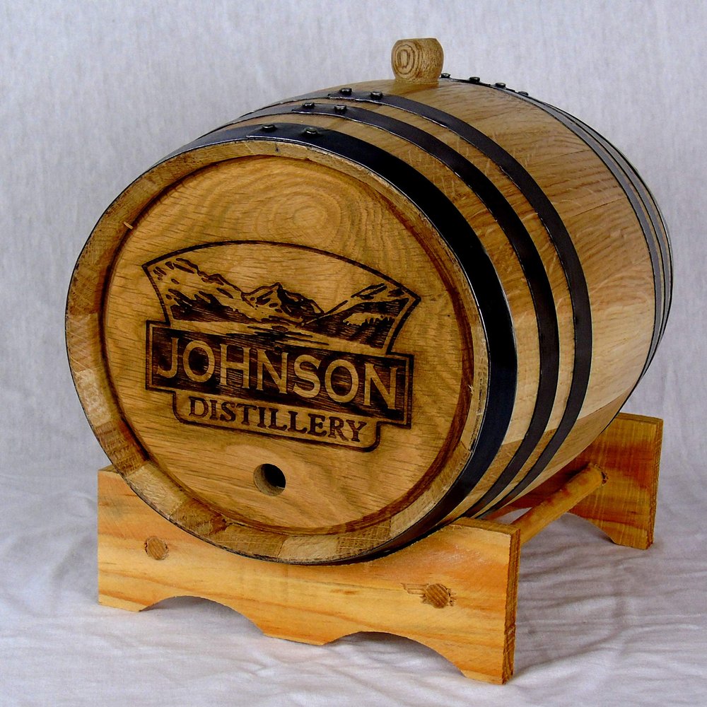 Personalized Engraved White American Oak Aging Barrels (5 Liter) - New Wooden Barrels To Age Your Own Whiskey, Bourbon, Wine, Tequila, Rum, Scotch, Beer, & More | Personalized Design Engraved RHB141