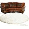 9' White Faux Fur Round Rug, Faux Sheepskin, view 1