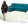 9' White Faux Fur Round Rug, Faux Sheepskin, view 4