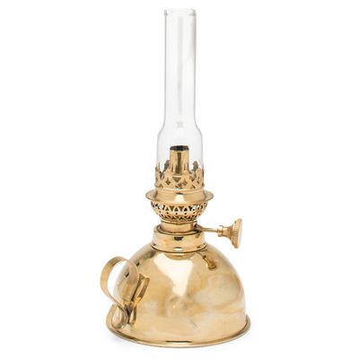 Oil Lamp - 9 Tall Lamp with Antique-Style Brass Body and Glass Chimney - Decorative Kerosene Lantern with Adjustable Wick - Oil Lamps for Indoor or Outdoor Use by Kings County Tools