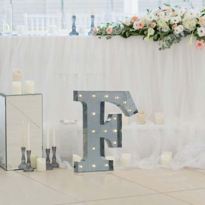 Efavormart 2 FT Large Metal Marquee Letter F, Cordless LED Light Up Sign Perfect for Wedding Backdrop, Birthday Party Decor, Home Accent & Photography Photo Props