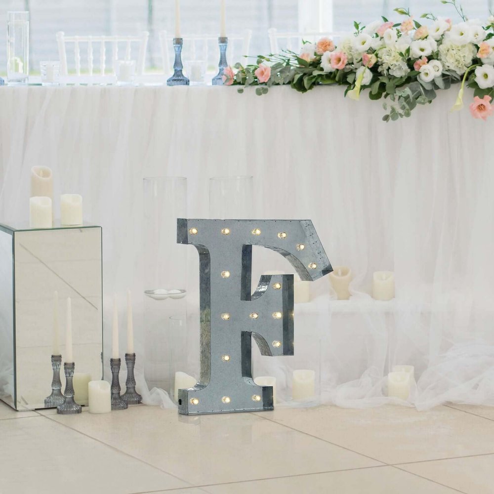 Efavormart 2 FT Large Metal Marquee Letter F, Cordless LED Light Up Sign Perfect for Wedding Backdrop, Birthday Party Decor, Home Accent & Photography Photo Props