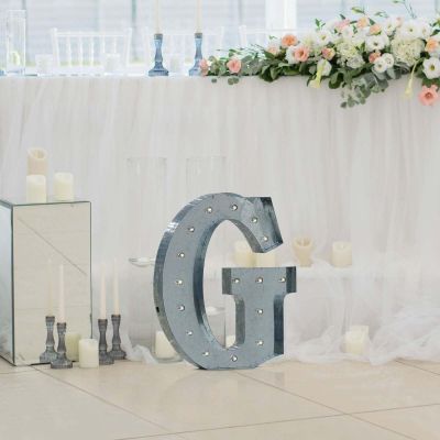 Efavormart 2 FT | Vintage Metal Marquee Letter Lights Cordless with 16 Warm White LED - G