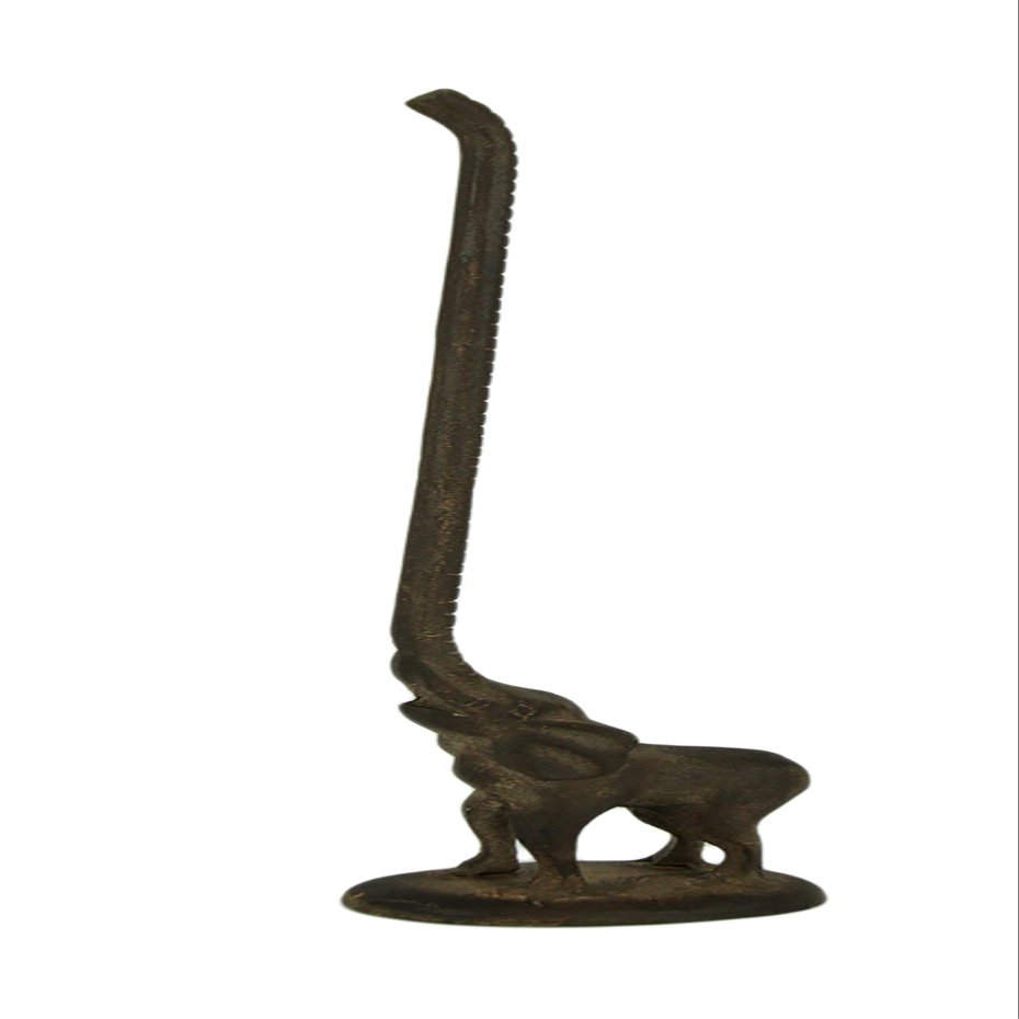Rustic Brown Cast Iron Tall Trunk Elephant Paper Towel Holder