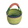 African Market Basket, Small Round Woven Straw Basket with Handle Fair Trade Storage Container view 1