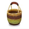 African Market Basket, Small Round Woven Straw Basket with Handle Fair Trade Storage Container view 3
