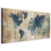 artgeist Canvas Wall Art Print World Map 40x16 in - 5pcs Home Decor Framed Stretched Picture Photo Painting Artwork Image k-A-0415-b-m view 1