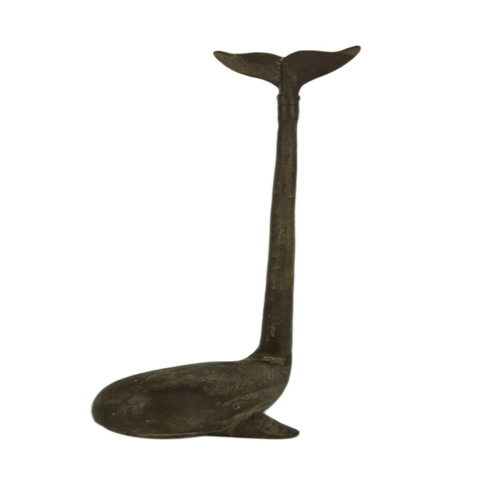 Rustic Brown Cast Iron Long Tail Whale Paper Towel Holder