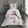 Ambesonne Cartoon Coverlet, Flower Butterflies Wings Branches Ornaments Floral Spring Forest, 2 Piece Decorative Quilted Bedspread Set with 1 Pillow Sham, Twin Size, Maroon Black Pink view 1