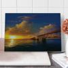 Ambesonne Landscape Cutting Board, Florida Keys Old Bridge Sunset at Bahia Honda Park USA Cloudscape Picture Print, Decorative Tempered Glass Cutting and Serving Board, Large Size, Orange Blue view 1