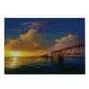 Ambesonne Landscape Cutting Board, Florida Keys Old Bridge Sunset at Bahia Honda Park USA Cloudscape Picture Print, Decorative Tempered Glass Cutting and Serving Board, Large Size, Orange Blue view 2