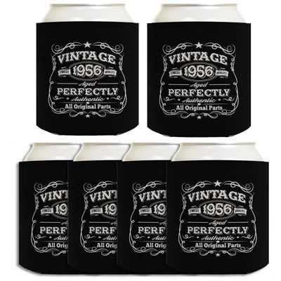 Age 70 Birthday Gifts Vintage 1956 All Original Parts 6-Pack Can Drink Sleeves