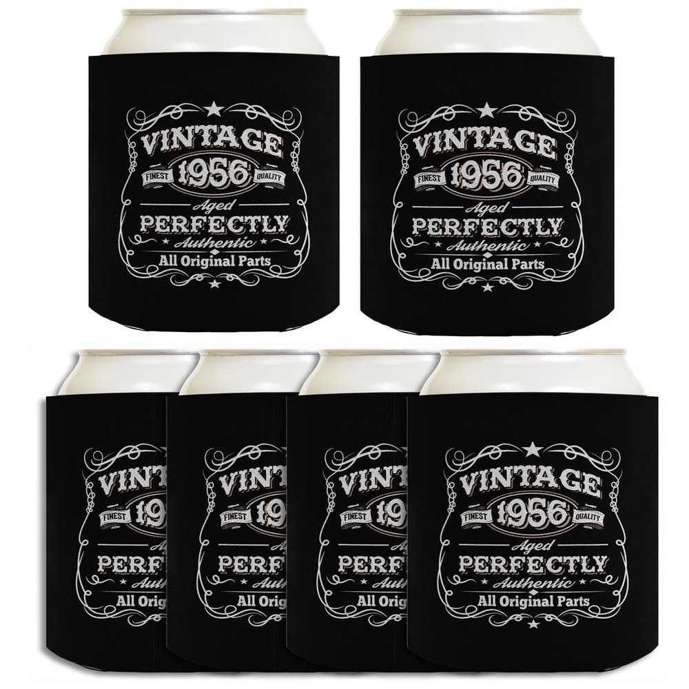 Age 70 Birthday Gifts Vintage 1956 All Original Parts 6-Pack Can Drink Sleeves