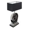 DUSTO Decorative Stainless Steel and Aluminum Table Lamp with Analog Clock Black Fabric Shade for Living Room Bedroom House Bedside Nightstand Home Office, Clock Table Lamp (DH10003) view 2