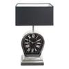 DUSTO Decorative Stainless Steel and Aluminum Table Lamp with Analog Clock Black Fabric Shade for Living Room Bedroom House Bedside Nightstand Home Office, Clock Table Lamp (DH10003) view 3