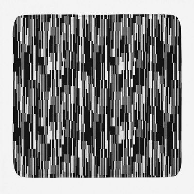 Ambesonne Black and White Bath Mat, Barcode Pattern Abstraction Vertical Stripes in Grayscale Colors, Plush Bathroom Decor Mat with Non Slip Backing, 30.2" x 20", Black Grey White