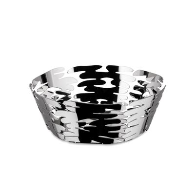 Alessi BM10/18 Barket Round basket in 18/10 stainless steel.