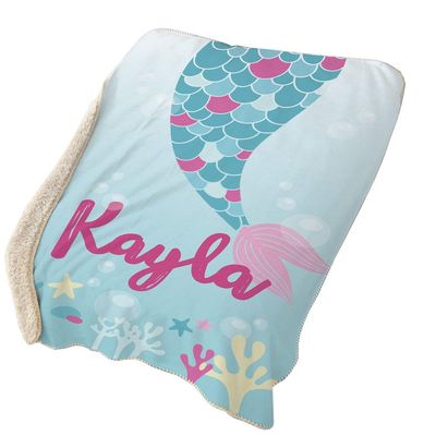 GiftsForYouNow Mermaid Tail Personalized Sherpa Blanket