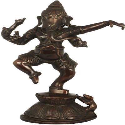 Dancing Ganesha - Brass Statue - Color Indian Cocoa Color
