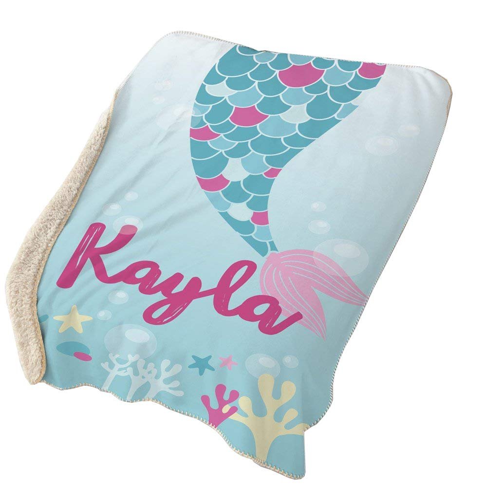 GiftsForYouNow Mermaid Tail Personalized Sherpa Blanket 50"x60"
