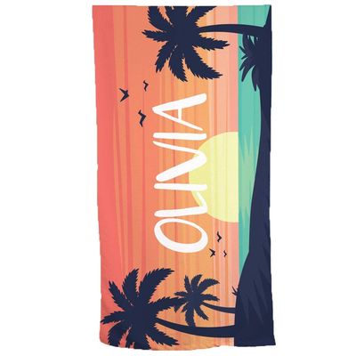 GiftsForYouNow Sunset Palm Tree Towel, 30x60 - Personalized Kids Towel for Pool Parties