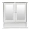Thaweesuk Shop White MDF Wooden Mirror Bathroom Wall Cabinet/Toilet Medicine Storage Organizing Cupboard 22"x5.1"x22.8" (LxWxH) of Set view 1