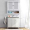 Thaweesuk Shop White MDF Wooden Mirror Bathroom Wall Cabinet/Toilet Medicine Storage Organizing Cupboard 22"x5.1"x22.8" (LxWxH) of Set view 2