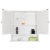 Thaweesuk Shop White MDF Wooden Mirror Bathroom Wall Cabinet/Toilet Medicine Storage Organizing Cupboard 22"x5.1"x22.8" (LxWxH) of Set view 4