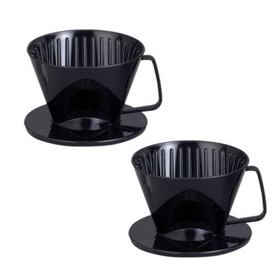 Fino Pour-Over Coffee Brewing Filter Cone, Number 1-Size, Black, Brews 1 to 2-Servings, Set of 2