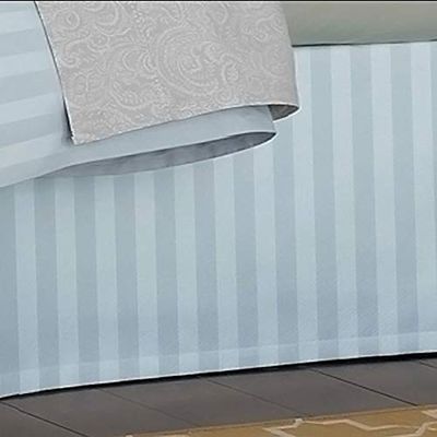 1 Piece Blue Stripe Pattern Bed Skirt Full Size Luxury Simple Plain Geometric Bedskirt Bed Valance Stylish Modern Casual Style Fade-Resistant 15-Inch Drop Length, Durable Soft Egyptian Cotton