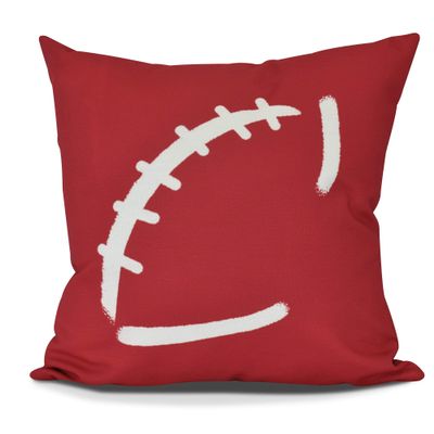 16"x16" Red Football Print Throw Pillow Sports Rugby Football Sofa Cushion Geometric Design Decorative Pillow for Boys Kids Bedroom Livingroom Athletic Games Fan Gift Modern Style, Soft Polyester
