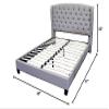 Best Master Furniture Yvette Upholstered Tufted with Wingback Platform Bed Queen, Grey view 2